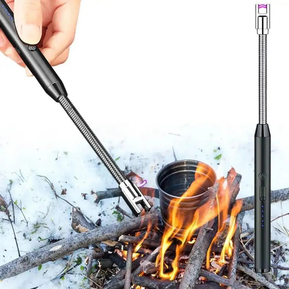 Premium USB Rechargeable Electric Lighter – Flameless, Windproof & Safe Long Neck Design